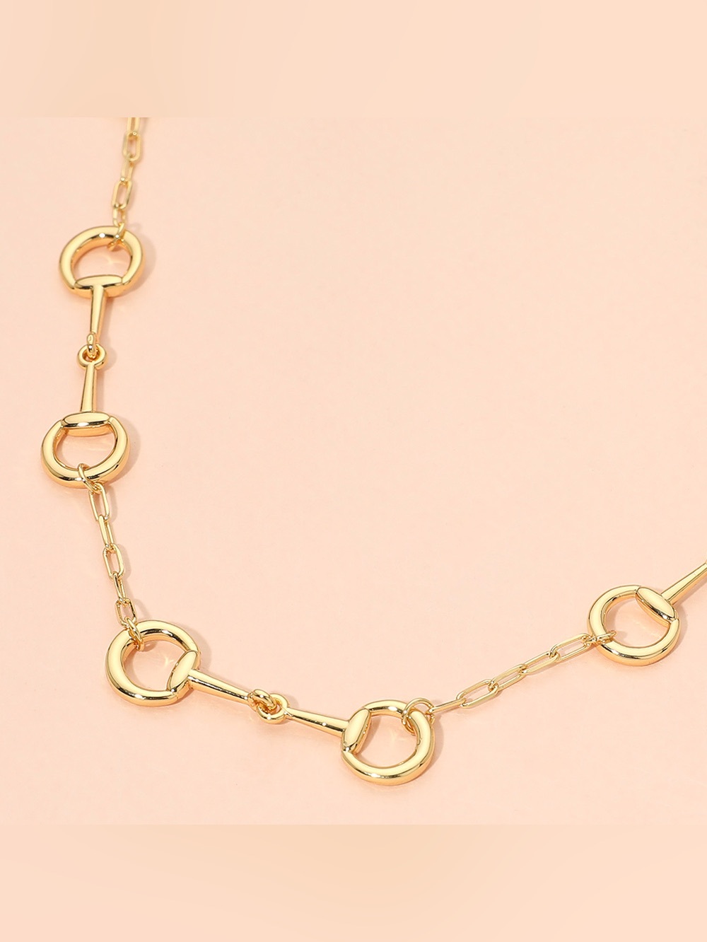 18K Gold Dipped Horsebit Link Chain Necklace